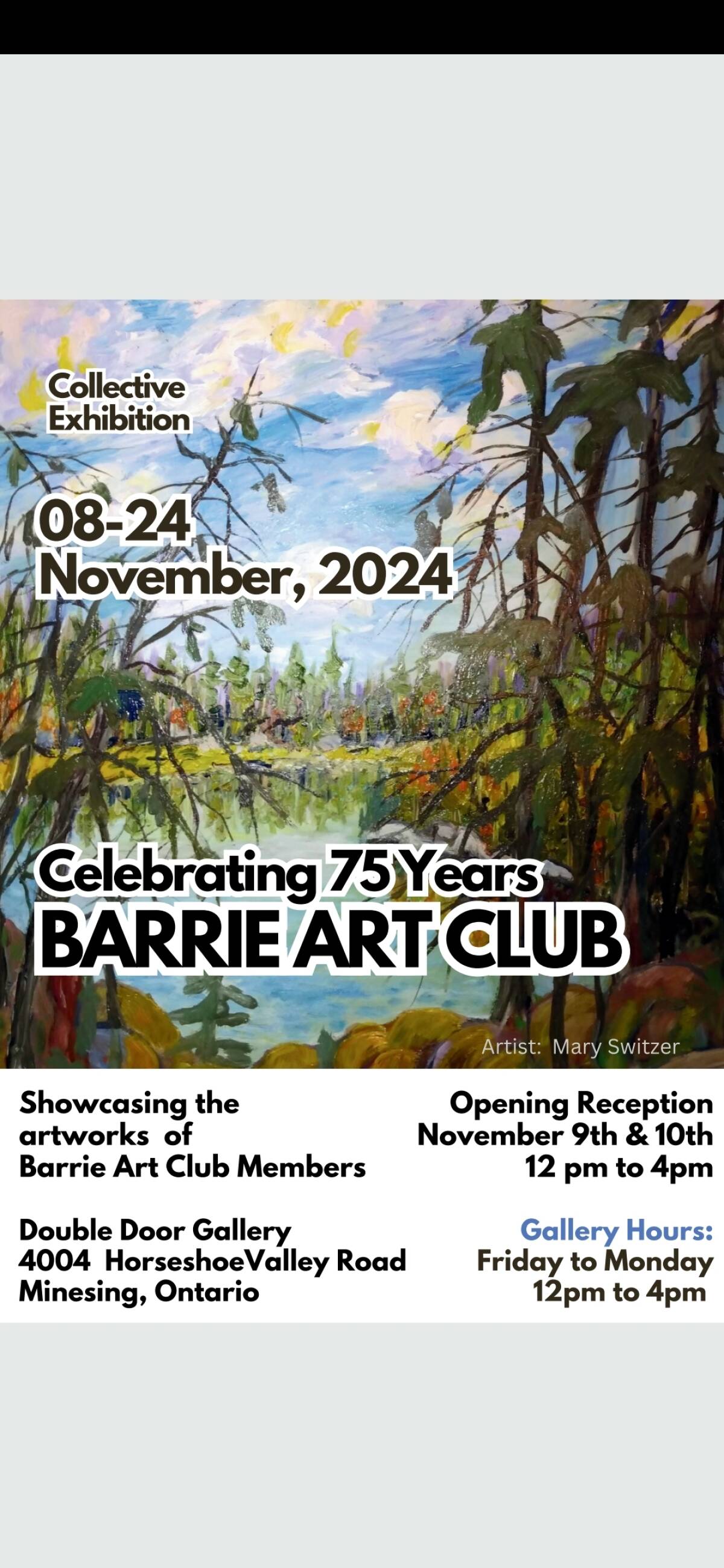 Celebrating 75 Years, BARRIE ART CLUB